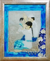 Glass painting - Andrea Marosi - bali prayer glass painting - �vegfestm�ny
