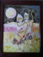 Glass painting - Andrea Marosi- Bali dance glass painting