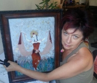 Glass painting - Andrea Marosi balinese dancer